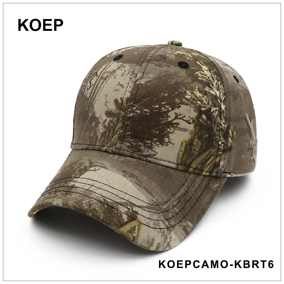 KOEP New Outdoor Jungle Fishing Baseball Hat Cap Man Camouflage Hunting Hat Casquette Bone Cotton Rucker Camo Snapback Dad Caps