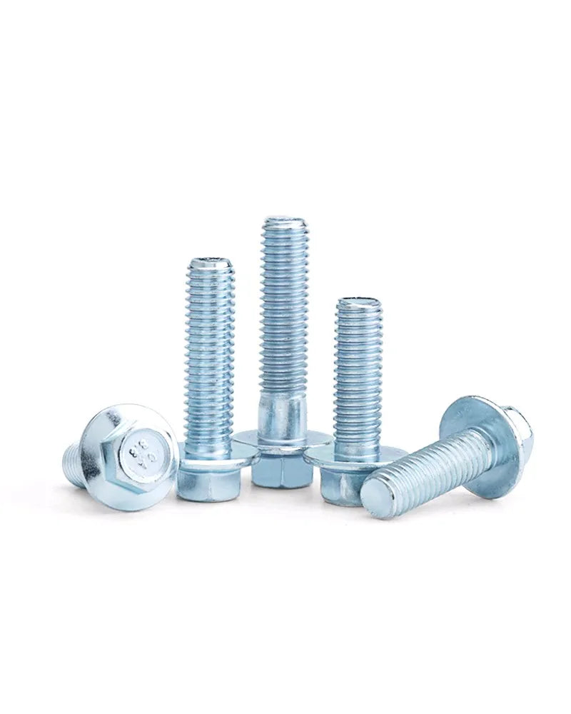 M4 M5 M6 M8 External Hexagon Flange Bolts 8.8 Grade White Zinc Plated Hexagonal Flange Screws with Belt Pad  8 10 20 30 70 110mm