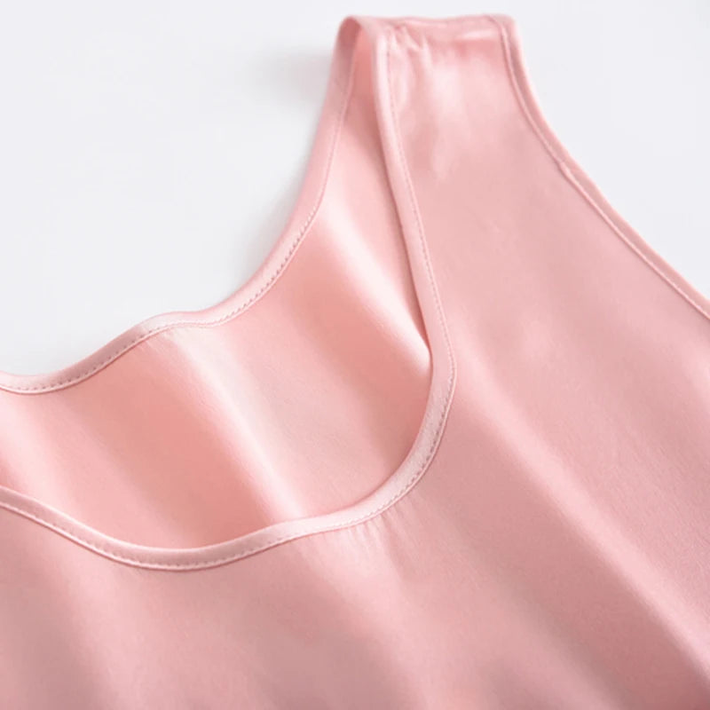 Summer 100% Natural silk satin plus size modis sleeveless t shirt underwear women tops tank top women undershirt debardeur femme