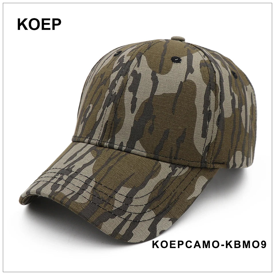 KOEP New Outdoor Jungle Fishing Baseball Hat Cap Man Camouflage Hunting Hat Casquette Bone Cotton Rucker Camo Snapback Dad Caps