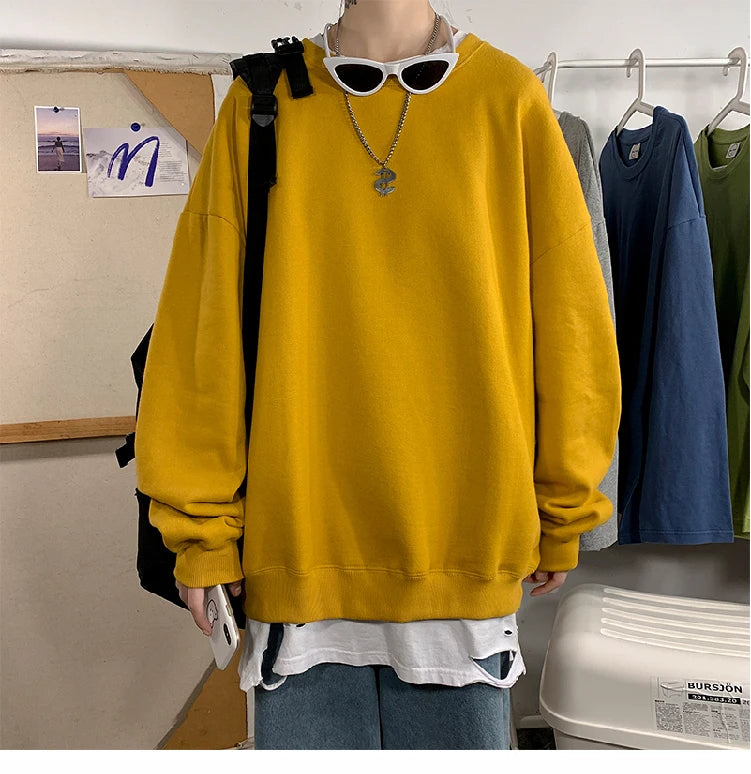 LAPPSTER Men Solid 7 Colors Harajuku Hoodies 2023 Mens Autumn Korean Fashions Oversized Sweatshirts Japanese Streetwear Clothes