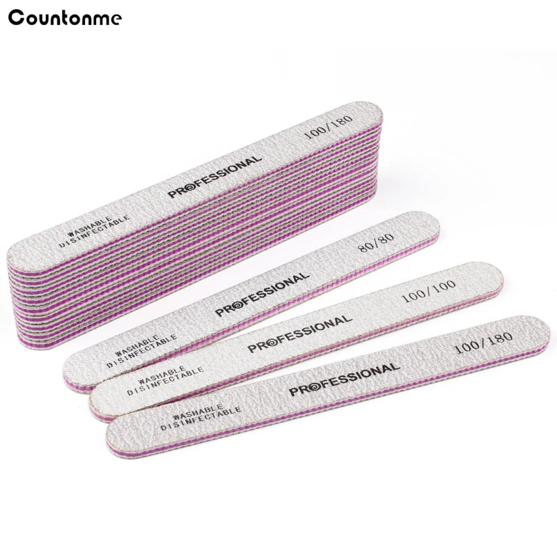 5Pcs/10Pcs Straight Professional Nail File 100/180 Nail Manicure Buffer Sets For Manicure Double Sided Sandpaper Polishing Tools