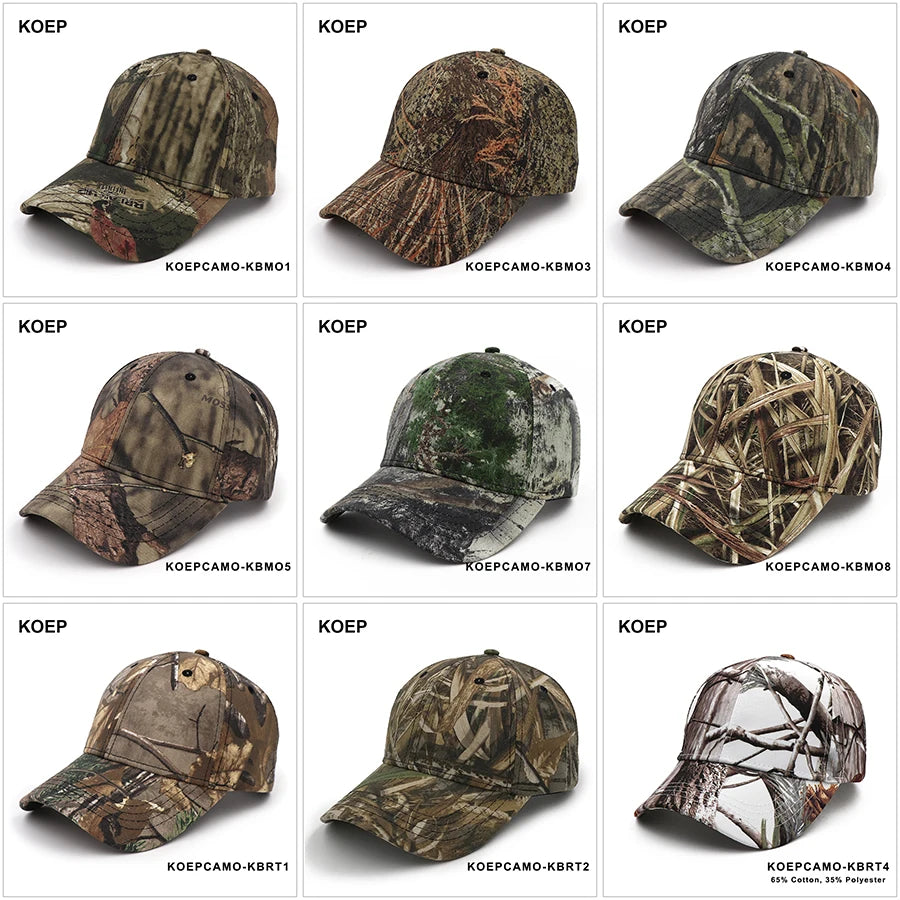 KOEP New Outdoor Jungle Fishing Baseball Hat Cap Man Camouflage Hunting Hat Casquette Bone Cotton Rucker Camo Snapback Dad Caps