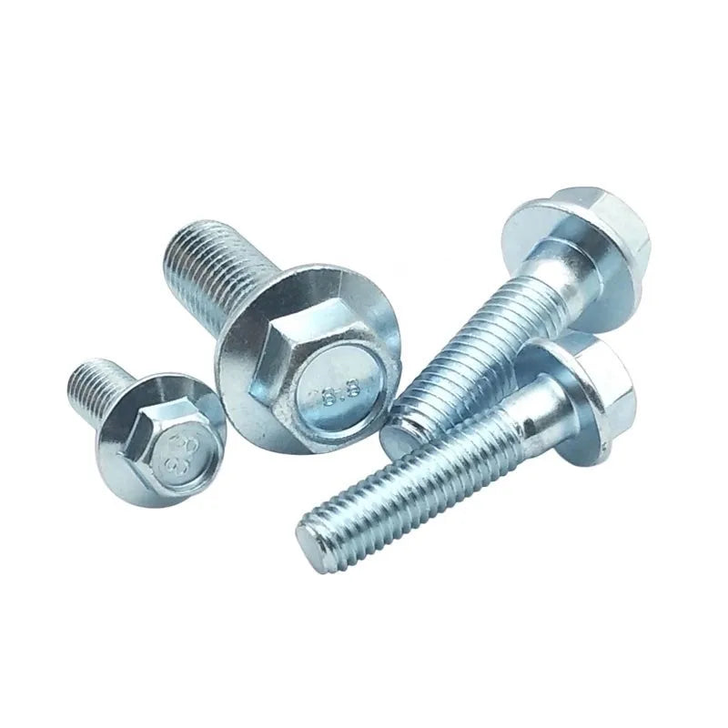 M4 M5 M6 M8 External Hexagon Flange Bolts 8.8 Grade White Zinc Plated Hexagonal Flange Screws with Belt Pad  8 10 20 30 70 110mm