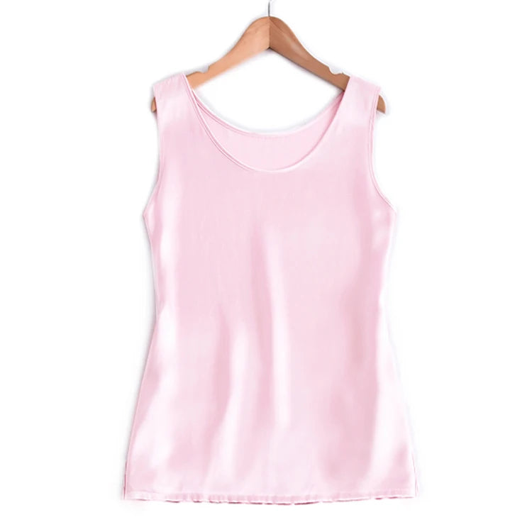 Summer 100% Natural silk satin plus size modis sleeveless t shirt underwear women tops tank top women undershirt debardeur femme