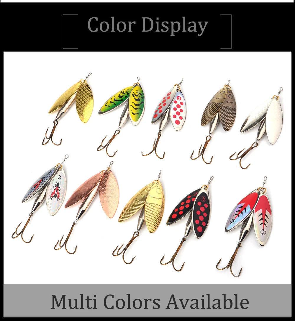 FTK 1PC Double Spinner  Long Cast Coloful Bait Fishing Lures Pesca Spinner Sequin Paillette carp