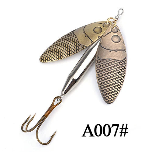 FTK 1PC Double Spinner  Long Cast Coloful Bait Fishing Lures Pesca Spinner Sequin Paillette carp