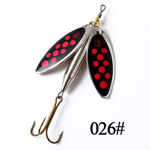 FTK 1PC Double Spinner  Long Cast Coloful Bait Fishing Lures Pesca Spinner Sequin Paillette carp