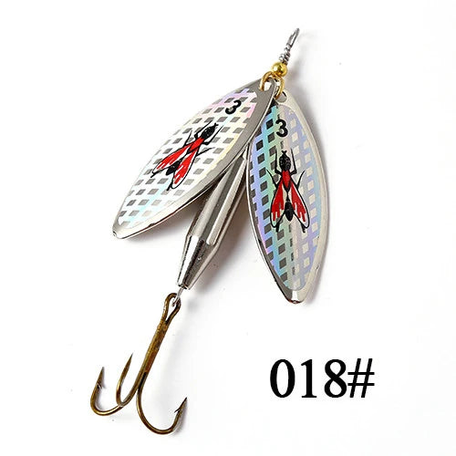 FTK 1PC Double Spinner  Long Cast Coloful Bait Fishing Lures Pesca Spinner Sequin Paillette carp