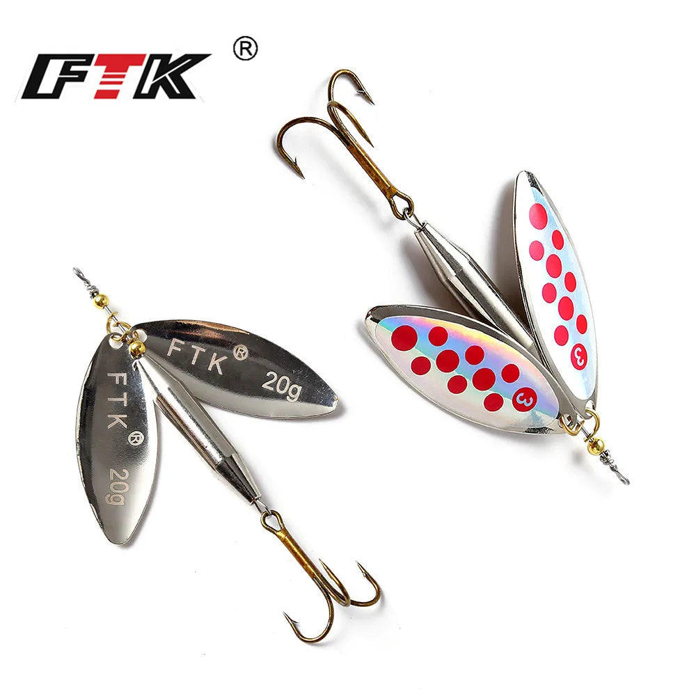 FTK 1PC Double Spinner  Long Cast Coloful Bait Fishing Lures Pesca Spinner Sequin Paillette carp