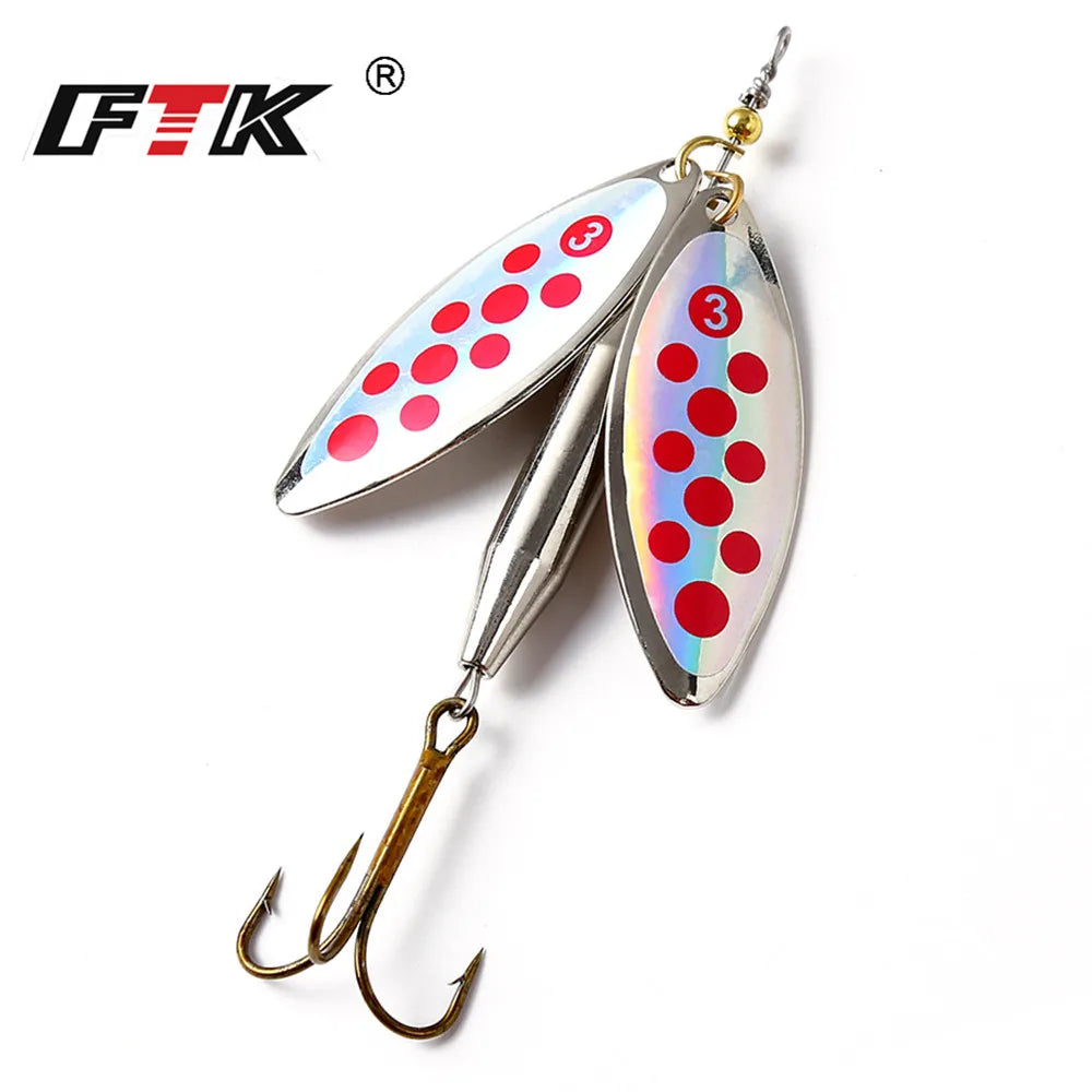 FTK 1PC Double Spinner  Long Cast Coloful Bait Fishing Lures Pesca Spinner Sequin Paillette carp