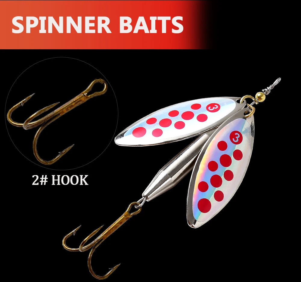 FTK 1PC Double Spinner  Long Cast Coloful Bait Fishing Lures Pesca Spinner Sequin Paillette carp