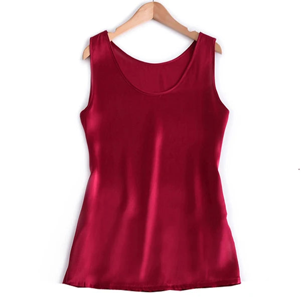 Summer 100% Natural silk satin plus size modis sleeveless t shirt underwear women tops tank top women undershirt debardeur femme