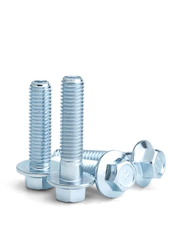 M4 M5 M6 M8 External Hexagon Flange Bolts 8.8 Grade White Zinc Plated Hexagonal Flange Screws with Belt Pad  8 10 20 30 70 110mm