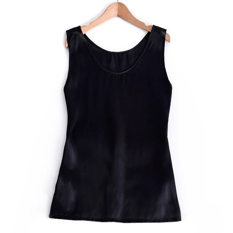 Summer 100% Natural silk satin plus size modis sleeveless t shirt underwear women tops tank top women undershirt debardeur femme