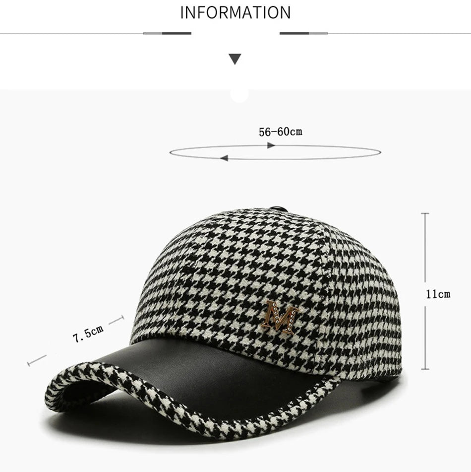 FS Luxury Brand Baseball Caps For Men Khaki Brown Plaid Trucker Hat British Houndstooth Women Designer Cap Casquette Homme 2025