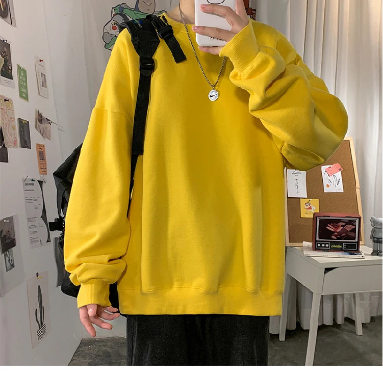 LAPPSTER Men Solid 7 Colors Harajuku Hoodies 2023 Mens Autumn Korean Fashions Oversized Sweatshirts Japanese Streetwear Clothes