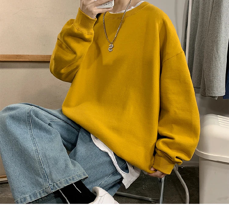 LAPPSTER Men Solid 7 Colors Harajuku Hoodies 2023 Mens Autumn Korean Fashions Oversized Sweatshirts Japanese Streetwear Clothes