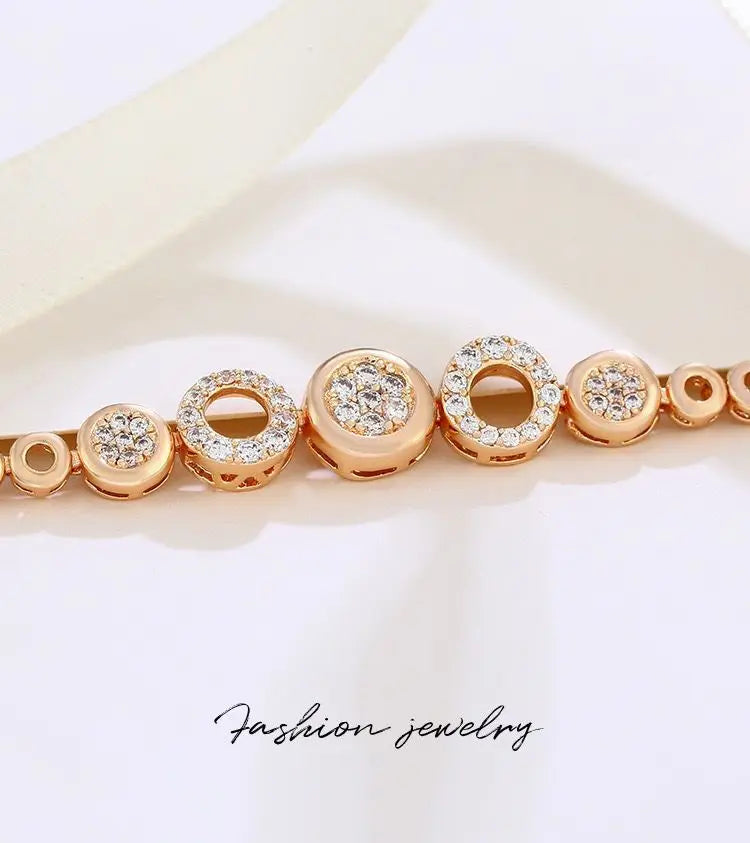 MxGxFam (17cm+2cm ) Lucky Circle Zircon Bracelets For Women Fashion Jewelry AAA+ Gold Color