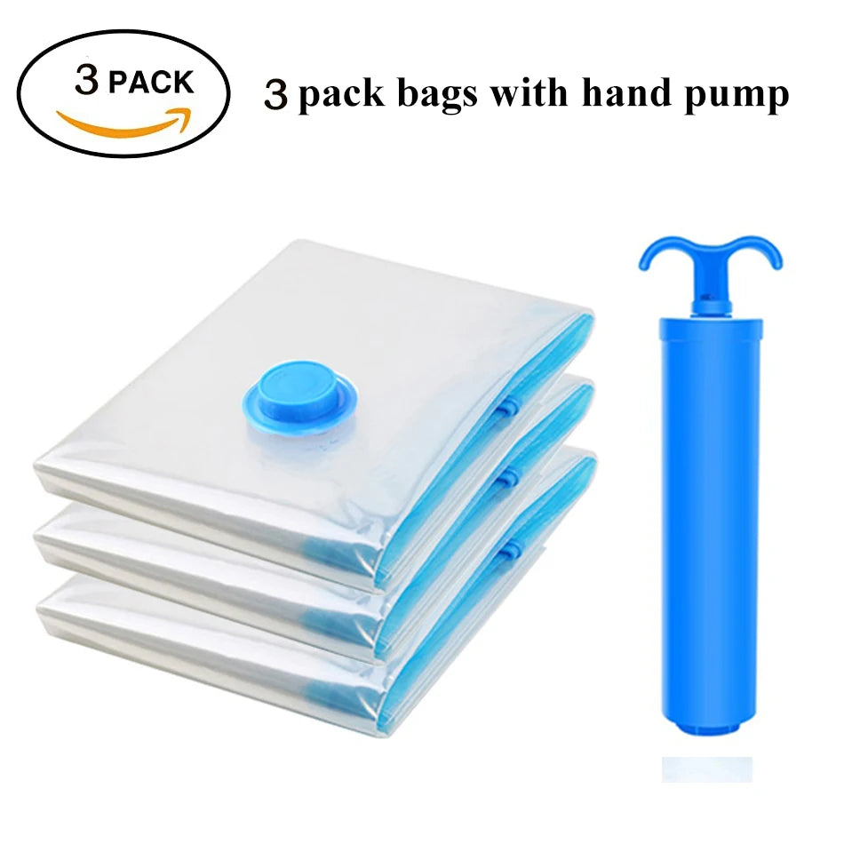 3/5PCS Vacuum Storage Bags For Clothes,Bedding,Space Saving Bags Storage Vacuum Seal Packet,Folding Compressed Organizer Bag