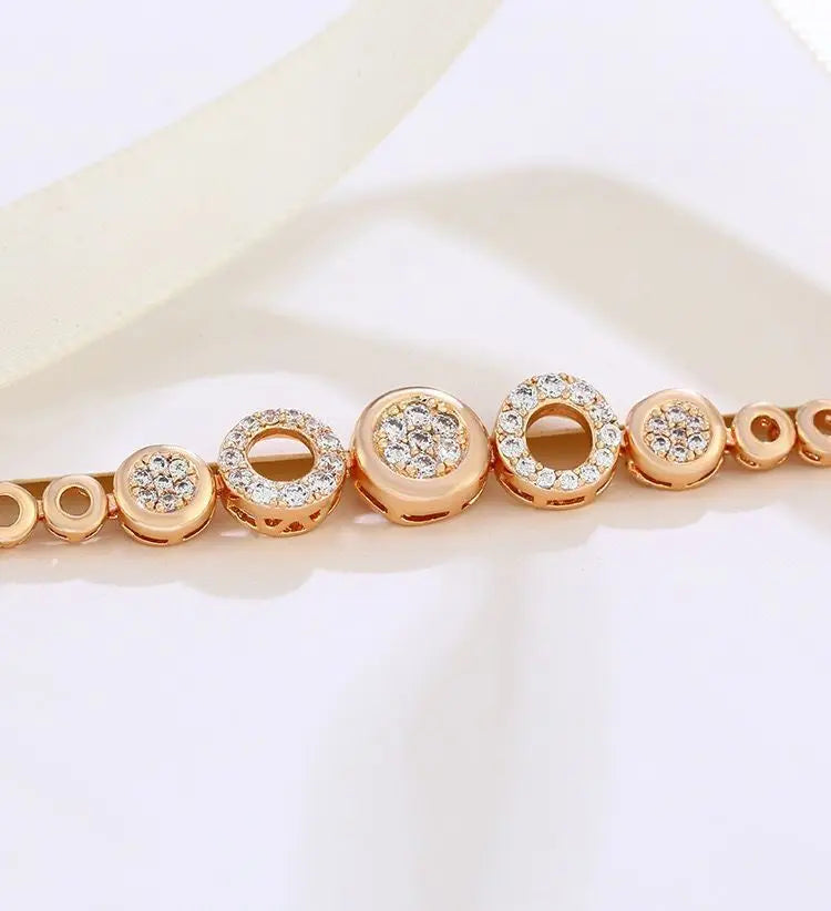 MxGxFam (17cm+2cm ) Lucky Circle Zircon Bracelets For Women Fashion Jewelry AAA+ Gold Color