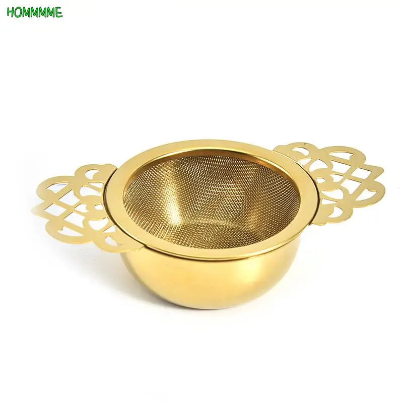 Double Ear Spice Infuser Filter Loose Leaf With Drip Bowl Tea Strainer Tea With Double Wing Handles Stainless Steel Kitchen Tool