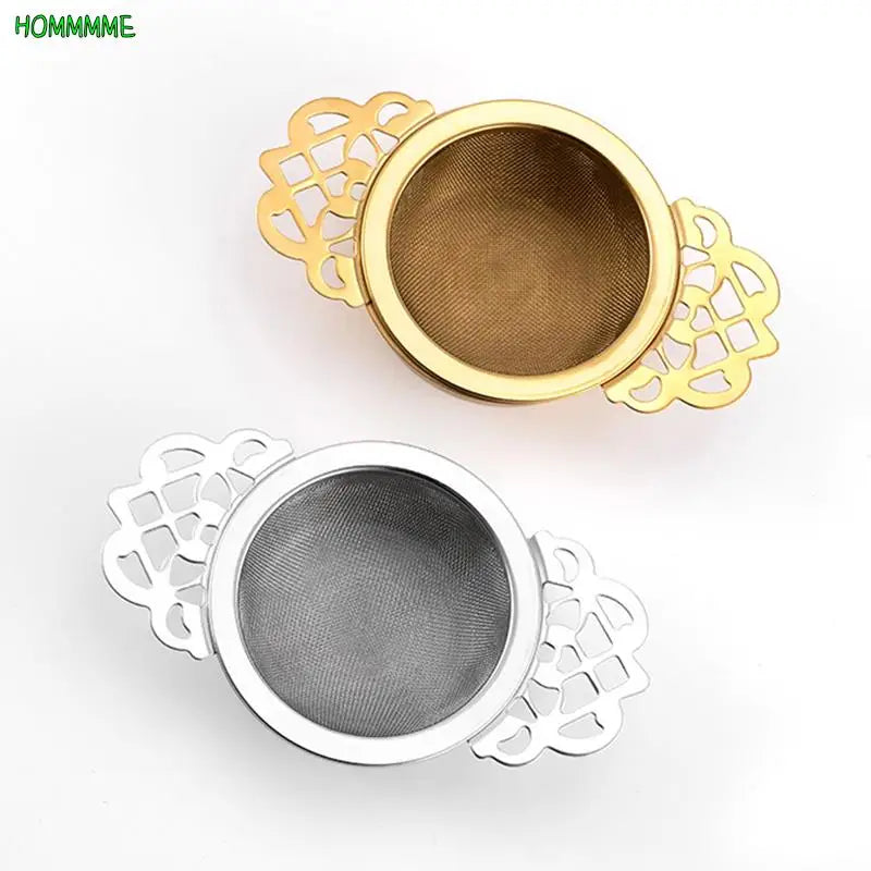 Double Ear Spice Infuser Filter Loose Leaf With Drip Bowl Tea Strainer Tea With Double Wing Handles Stainless Steel Kitchen Tool