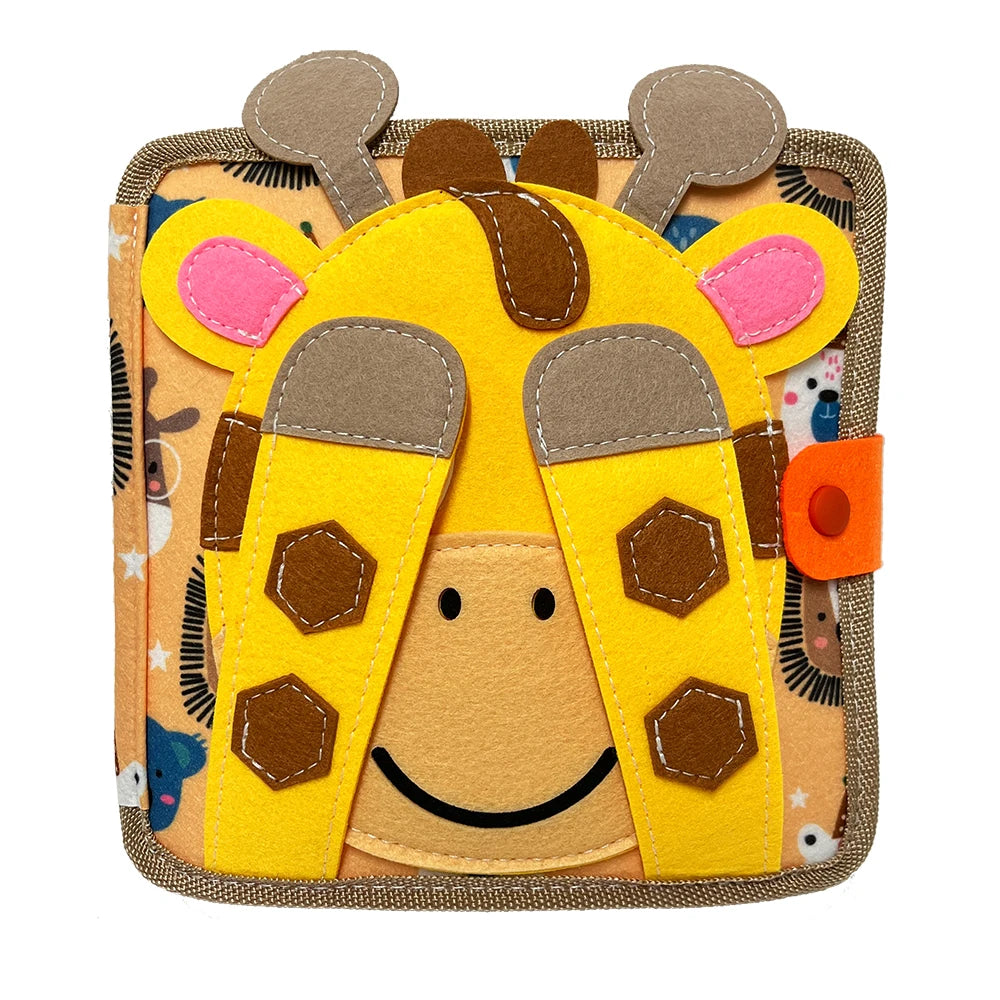 Montessori Toy Giraffe Busy Board 3D Felt Book For Fine Motor Skills Early Education Habits Knowledge Developing