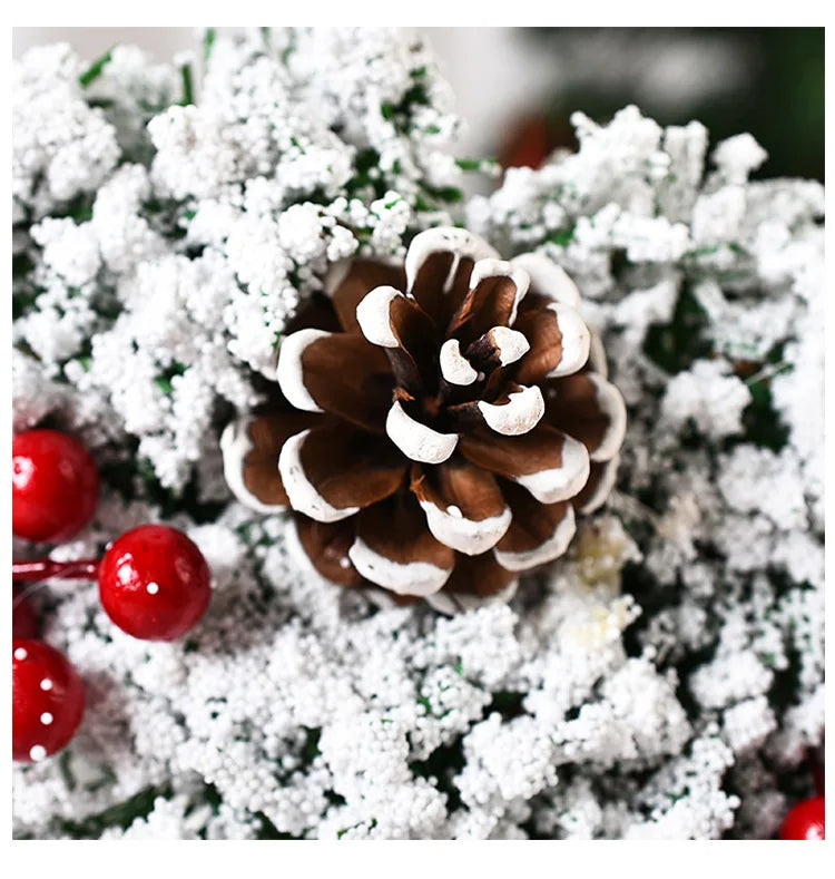 30*30cm Christmas Wreath, Artificial Red Berries Pine Cones Hanging Xmas Garland Ornament For Wall Window Door Christmas Pendant