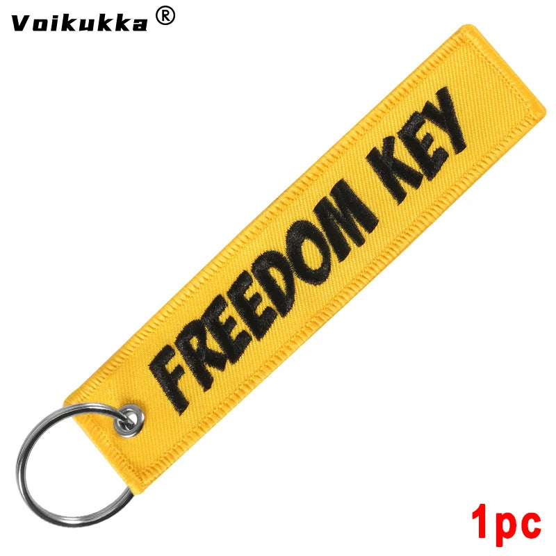 1 PC Wholesale Aviation Keychain Remove Before Firing Both Sides Embroidery Car Key Accessories Backpack Pendant Chain