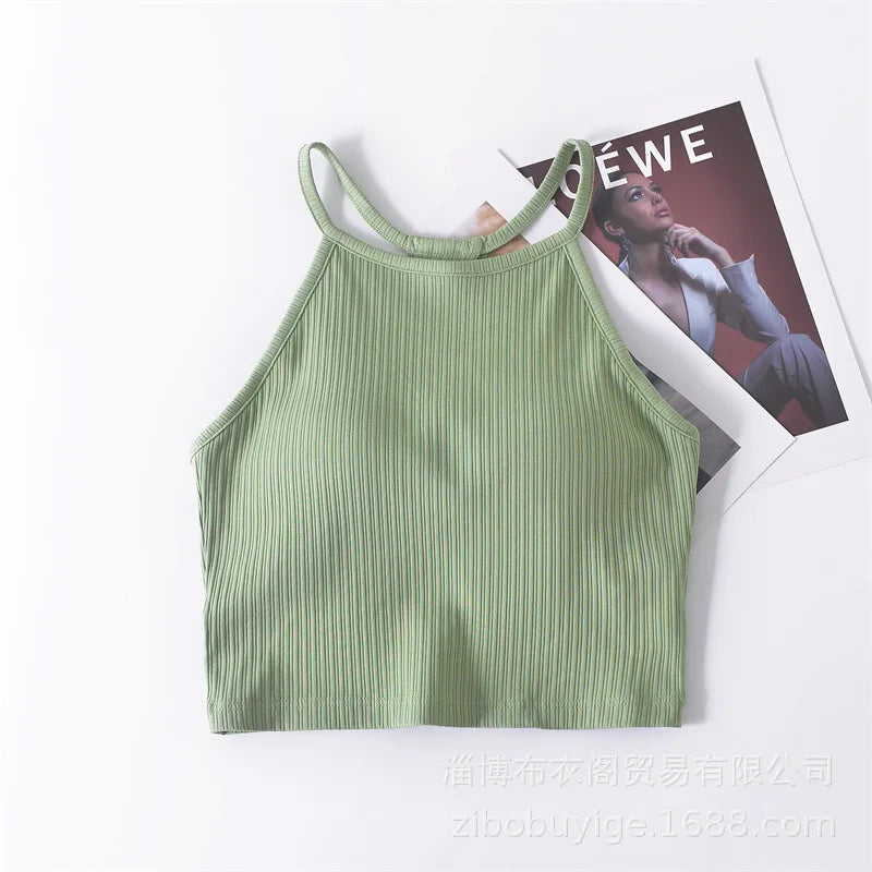 Women's Tops Hanging Neck Suspender Vest Female Sleeveless Cotton Top Debardeur Tee Shirt Camiseta Sin Mangas Mujer