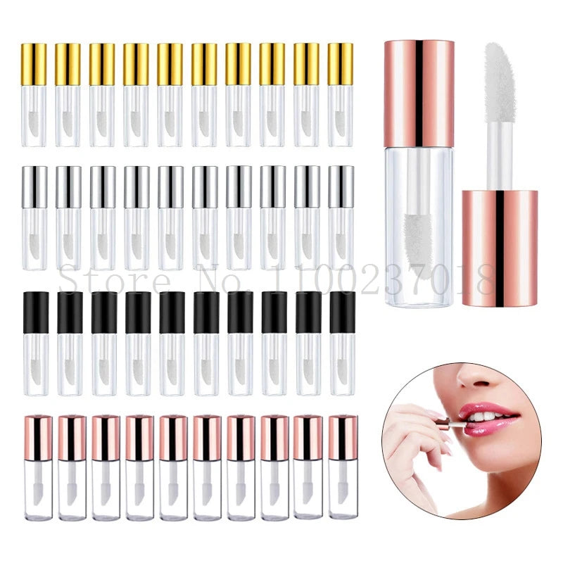 1.2ml Rose Gold Lipstick Bottle Lipgloss Sample Container DIY Wholesale Lip Gloss Tubes Cosmetic with Silver Gold Black Cap