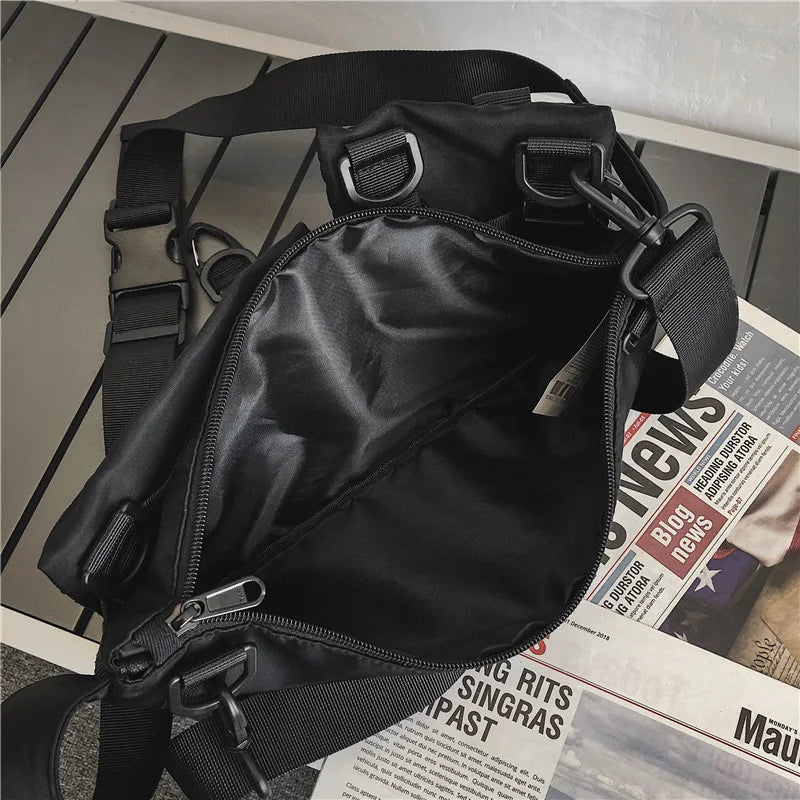 2024 Hip Hop Streetwear Unisex Waist Bags Casual Travel Chest Pack Removable Pockets High Quality Waterproof Nylon Crossbody Bag