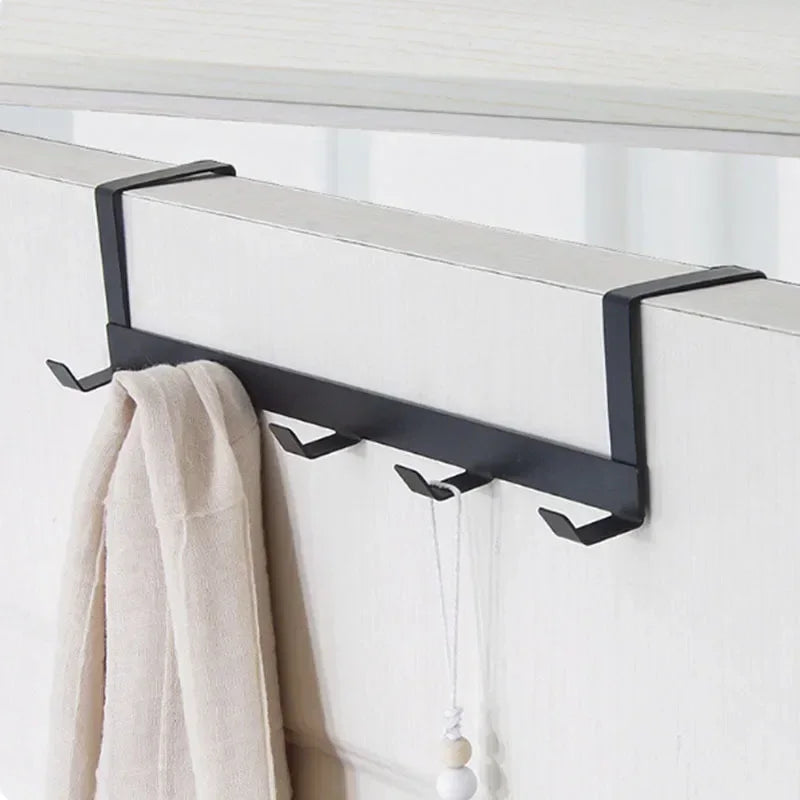 Hook Behind The Door Punch-free Five-row Wrought Iron Clothes Bag Hook Large Load-bearing Hat Sundries Storage Rack