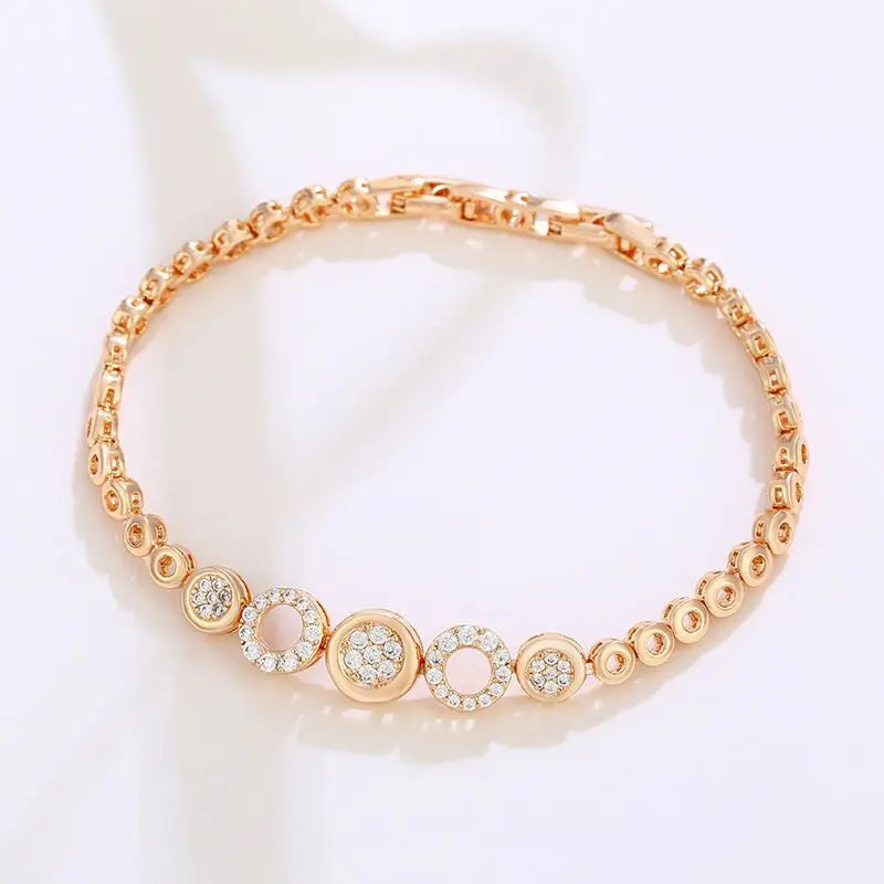 MxGxFam (17cm+2cm ) Lucky Circle Zircon Bracelets For Women Fashion Jewelry AAA+ Gold Color