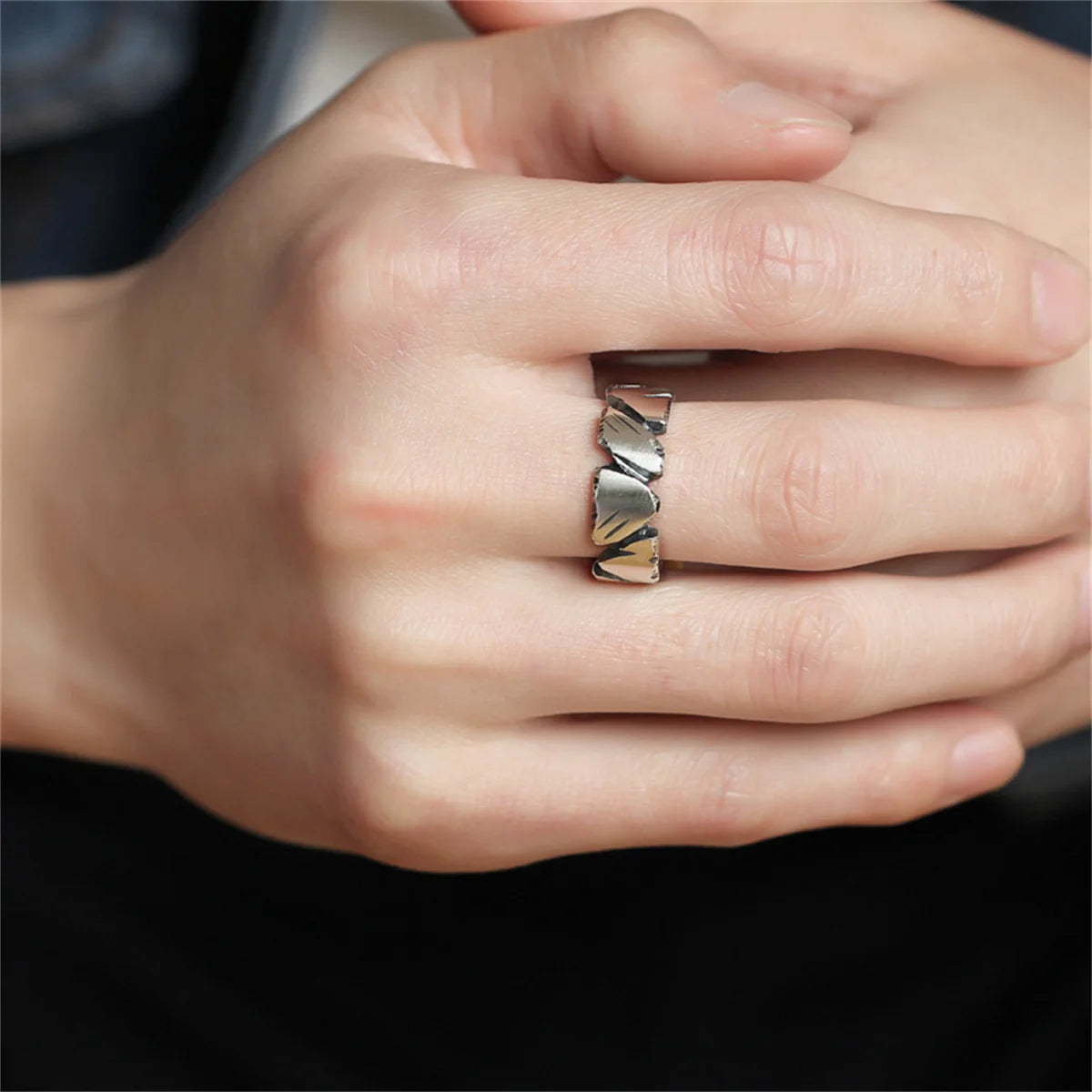 Simple Silver Color Irregular Finger Rings For Women Girls Geometric Multilayer Line Open Rings Exaggerated Bijoux Jewelry Gifts