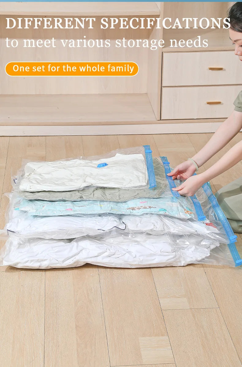 3/5PCS Vacuum Storage Bags For Clothes,Bedding,Space Saving Bags Storage Vacuum Seal Packet,Folding Compressed Organizer Bag