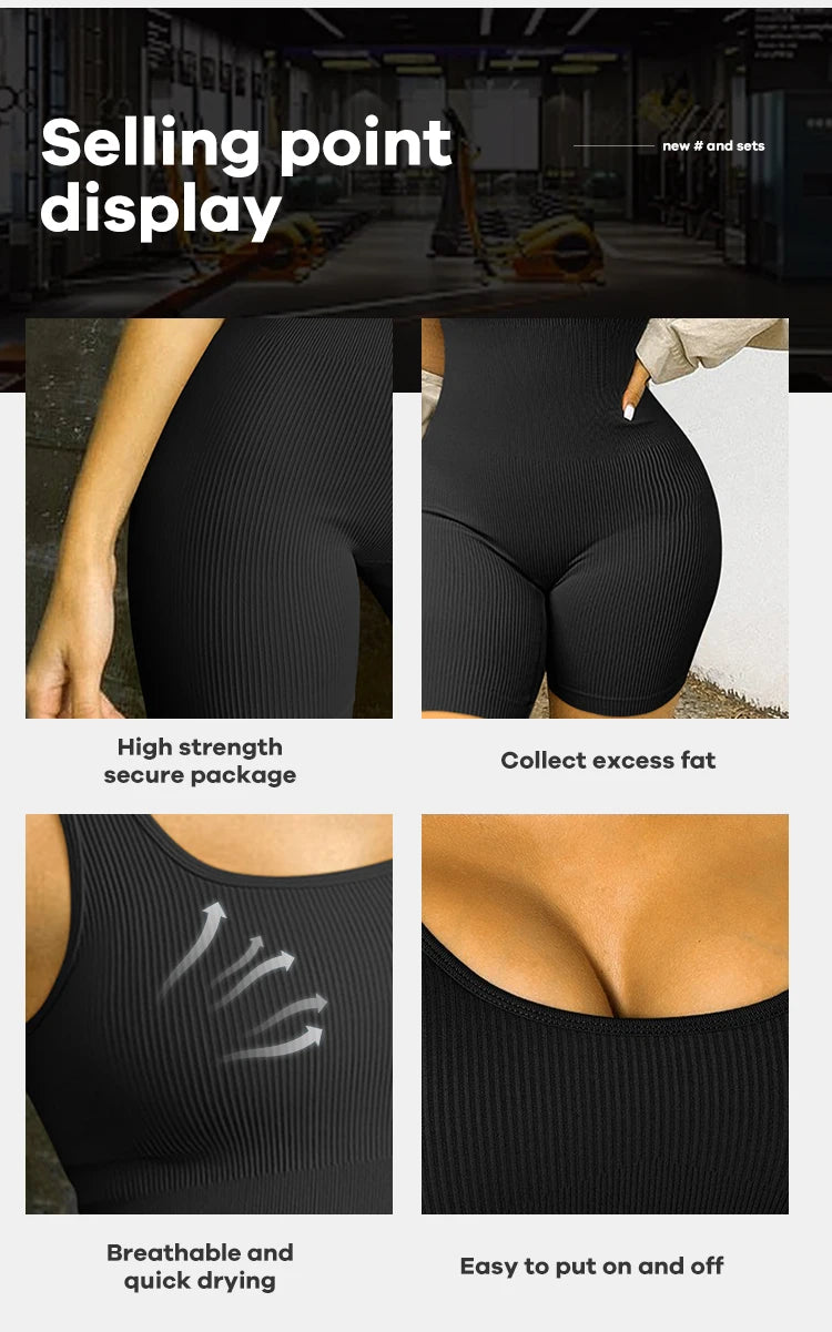 Seamless One-Piece Short Yoga Clothes Sportswear Women's Gym Push Up Workout Clothes Fitness Sports Bodysuit Yoga Suit