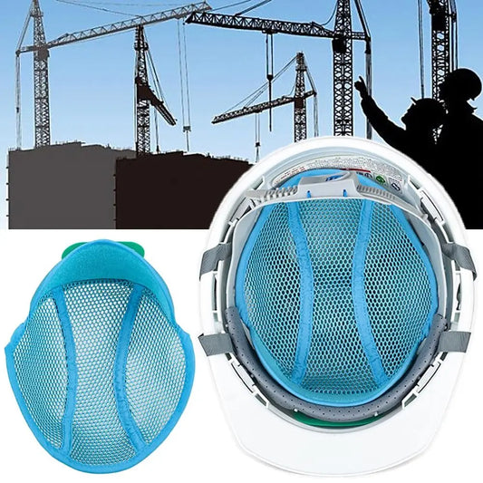 Blue Helmet Insert Liner Breathable Mesh Sweat Band Safety Cap Cooling Pad Sweat-absorbing Ventilation Head Protection Adult