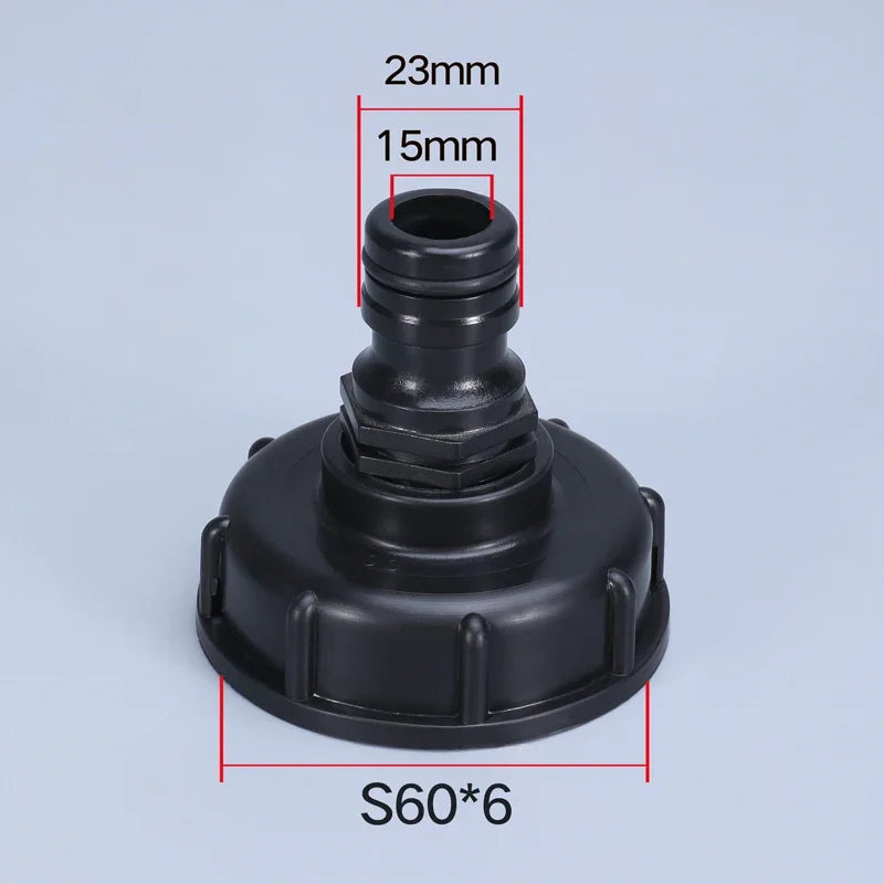 S60x6 Coarse Thread IBC Water Pipe 1/2" Tap Cap Tank Adapter Compatible with IBC Tank Garden Robinet Cuve 1000 Litres 3/4 Hose