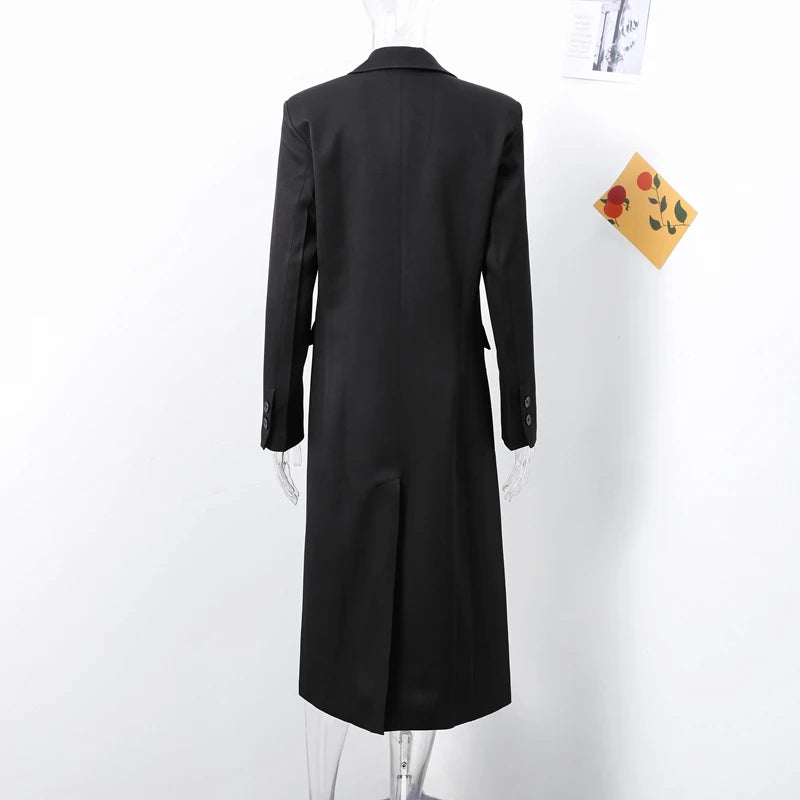 Fashion Office Lady Blazer Jacket Shoulder Pad Long Sleeve Lapel Female Coat 2025 Spring Button Pocket Lady Commuting Outwear