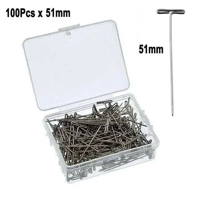 100Pcs Stainless Steel T Pins Thumbtack Pushpin T Shaped Pins Needles with Storage Box for Crafts, Blocking, Knitting, Modelling