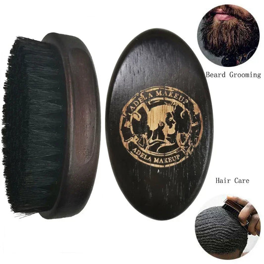 1pcs Boar Bristle Hair Beard Brush Comb for Men Small Soft Beard Brush Pocket Travel Men's Wooden Mustache Brush Salon Supplies