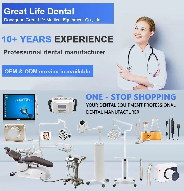 GreatLife Dent Cheap Dental Unit Dental Chair Complete Set Dental Folding Chair Sale with Led Lamp and Portable Turbine Unit