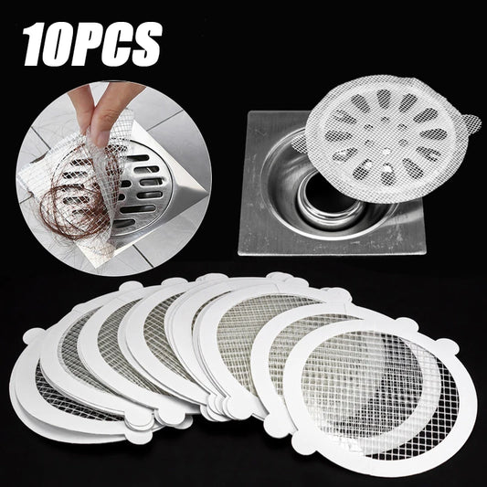 10Pcs Anti-blocking Filter Screen Disposable Floor Drain Sticker Hair Catcher Drain Stopper Cover Kitchen Bathroom Accessories