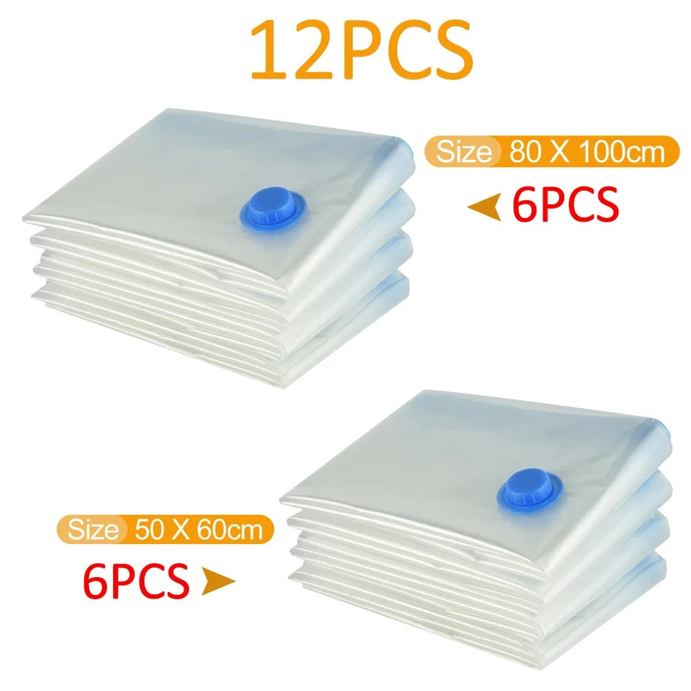 7 Sizes Reusable Vacuum Bags with Pump Cover Vacuum Compression Sealer Bag Space Saving for Clothes Storing Large Container