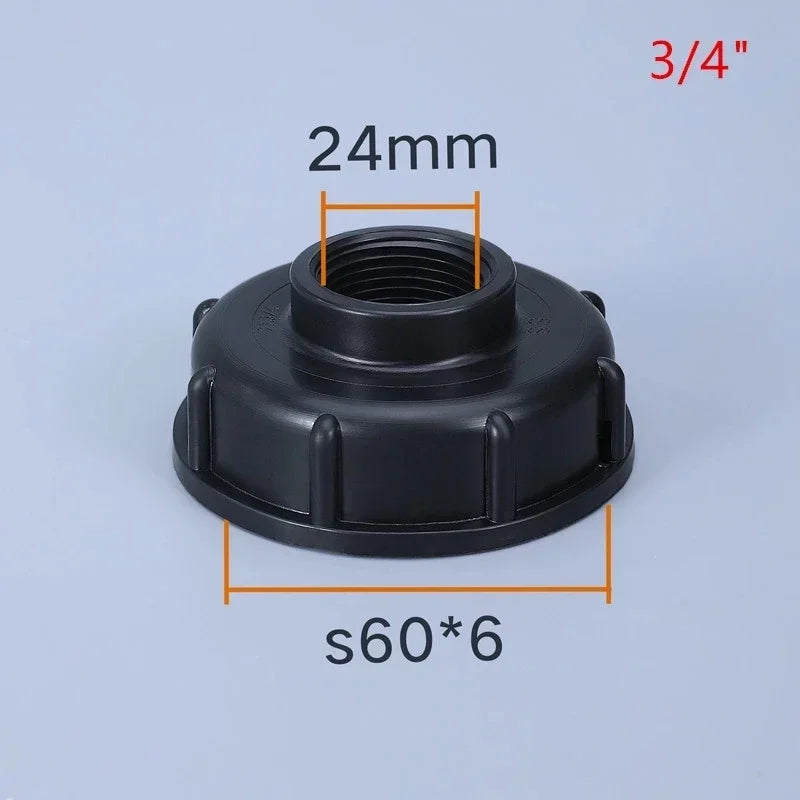 S60x6 Coarse Thread IBC Water Pipe 1/2" Tap Cap Tank Adapter Compatible with IBC Tank Garden Robinet Cuve 1000 Litres 3/4 Hose