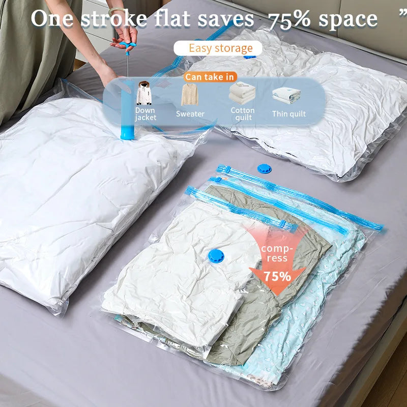 3/5PCS Vacuum Storage Bags For Clothes,Bedding,Space Saving Bags Storage Vacuum Seal Packet,Folding Compressed Organizer Bag