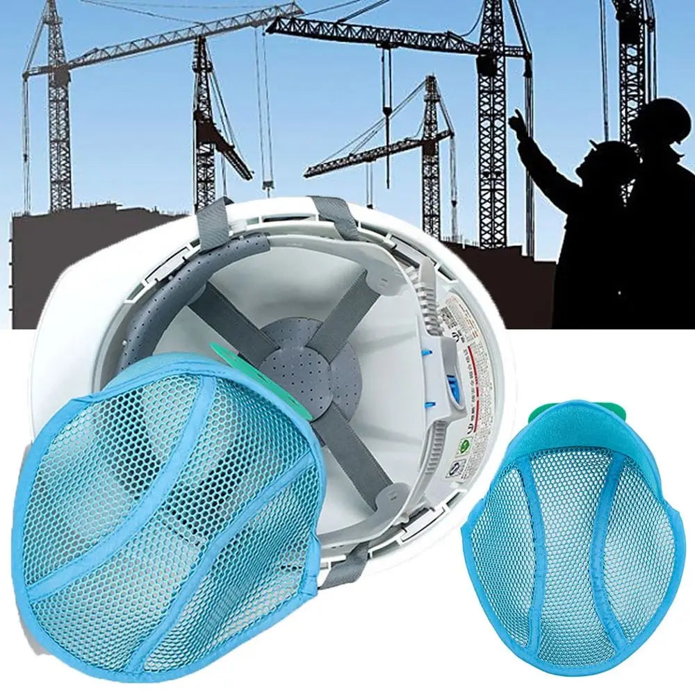 Blue Helmet Insert Liner Breathable Mesh Sweat Band Safety Cap Cooling Pad Sweat-absorbing Ventilation Head Protection Adult