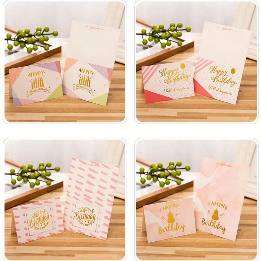 10pcs Happy Birthday Greeting Card （Style Random）Birthday Party Invitation Cards For Kids Adults Folded Gift Cards Message Card